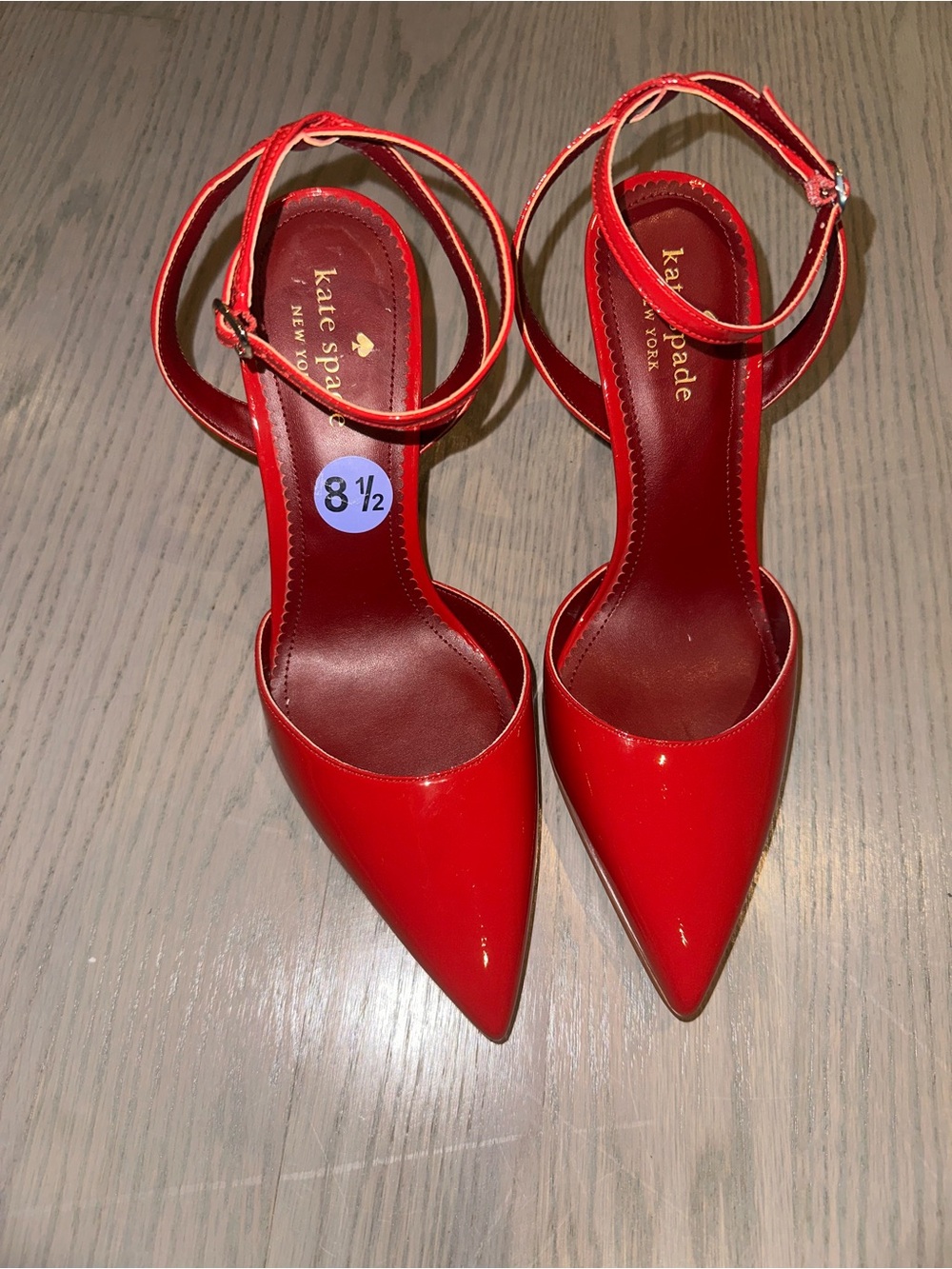 kate spade Red Patent Leather Pointed Ankle-Strap Heels